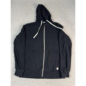 Marine Layer Hoodie Mens Small Black Full Zip Observe AI Logo Soft Sweatshirt